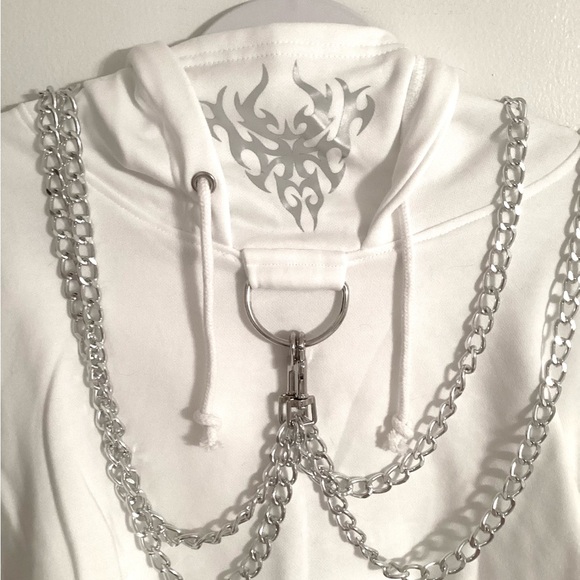 NWT Dolls Kill Mark of The Beast Cropped Chain Hoodie - Picture 2 of 8